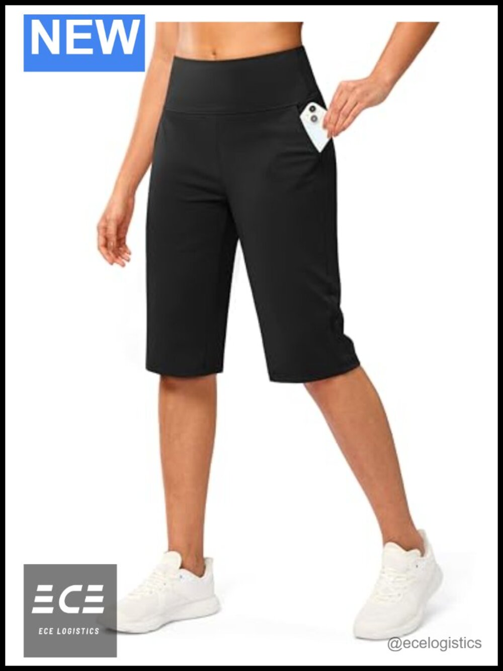 Women's 14" Knee Length Bermuda Long Shorts Capris with Pockets